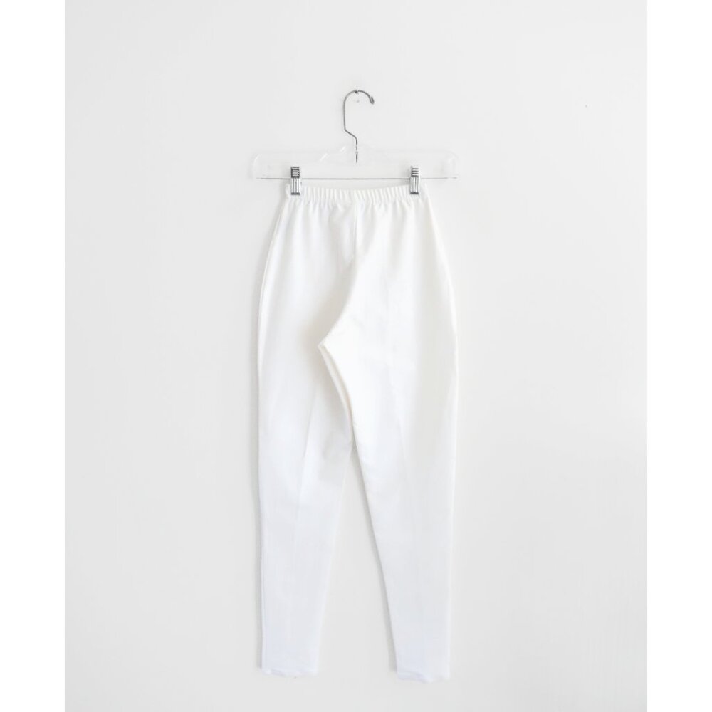 Vtg 80s Calvin Klein White Cotton Stretch Twill Pull-On Skinny Pants sz XS - Picture 2 of 8
